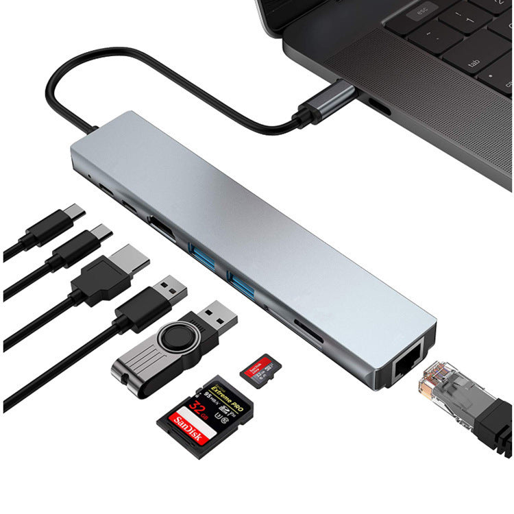 8-Port Aluminum Alloy Splitter – Compact Multi-Port Adapter