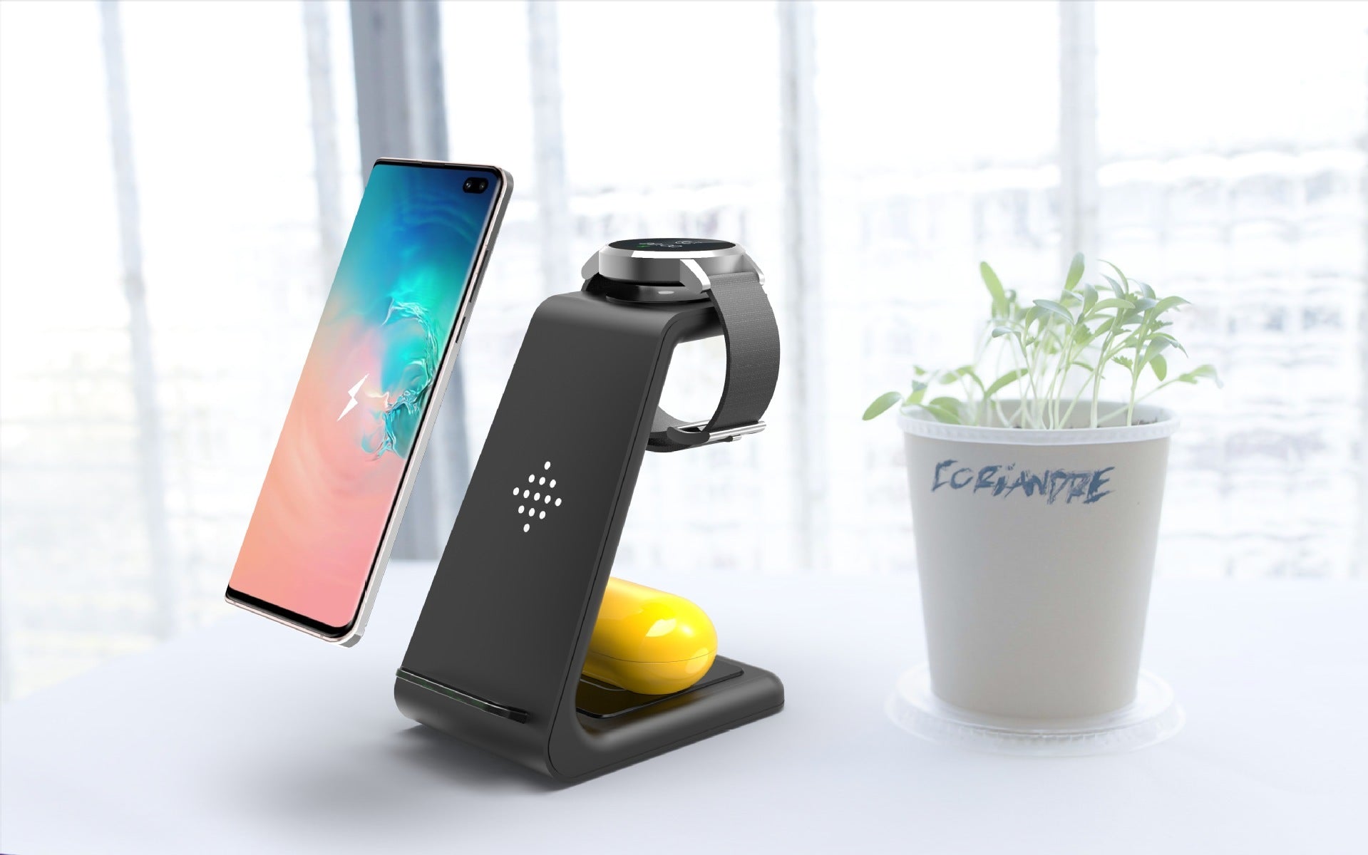 3-in-1 Fast Wireless Charging Station – Phone, Watch & Earbuds Charging Dock Stand