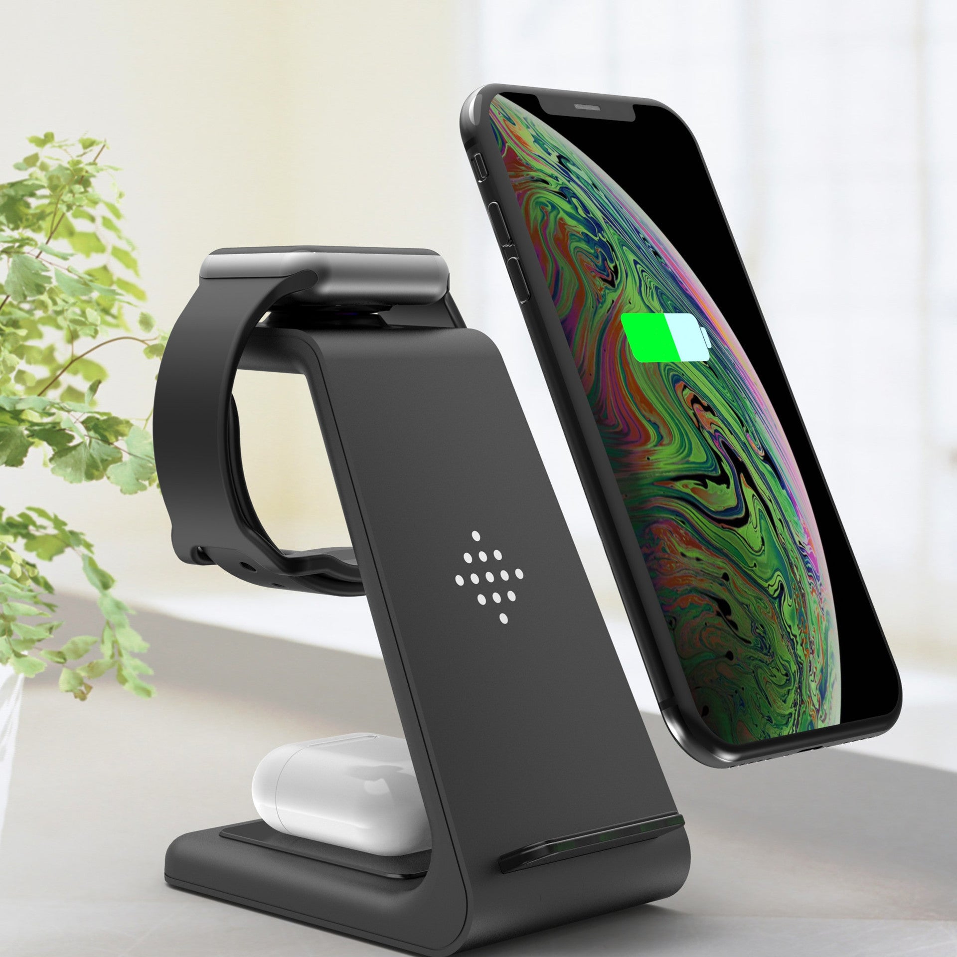 3-in-1 Fast Wireless Charging Station – Phone, Watch & Earbuds Charging Dock Stand
