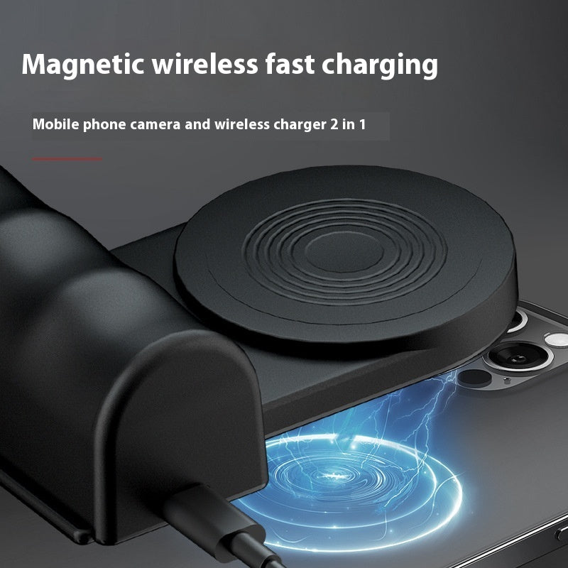 Wireless Charging Phone Stand – 3000mAh Live Streaming Tripod with Magnetic Mount