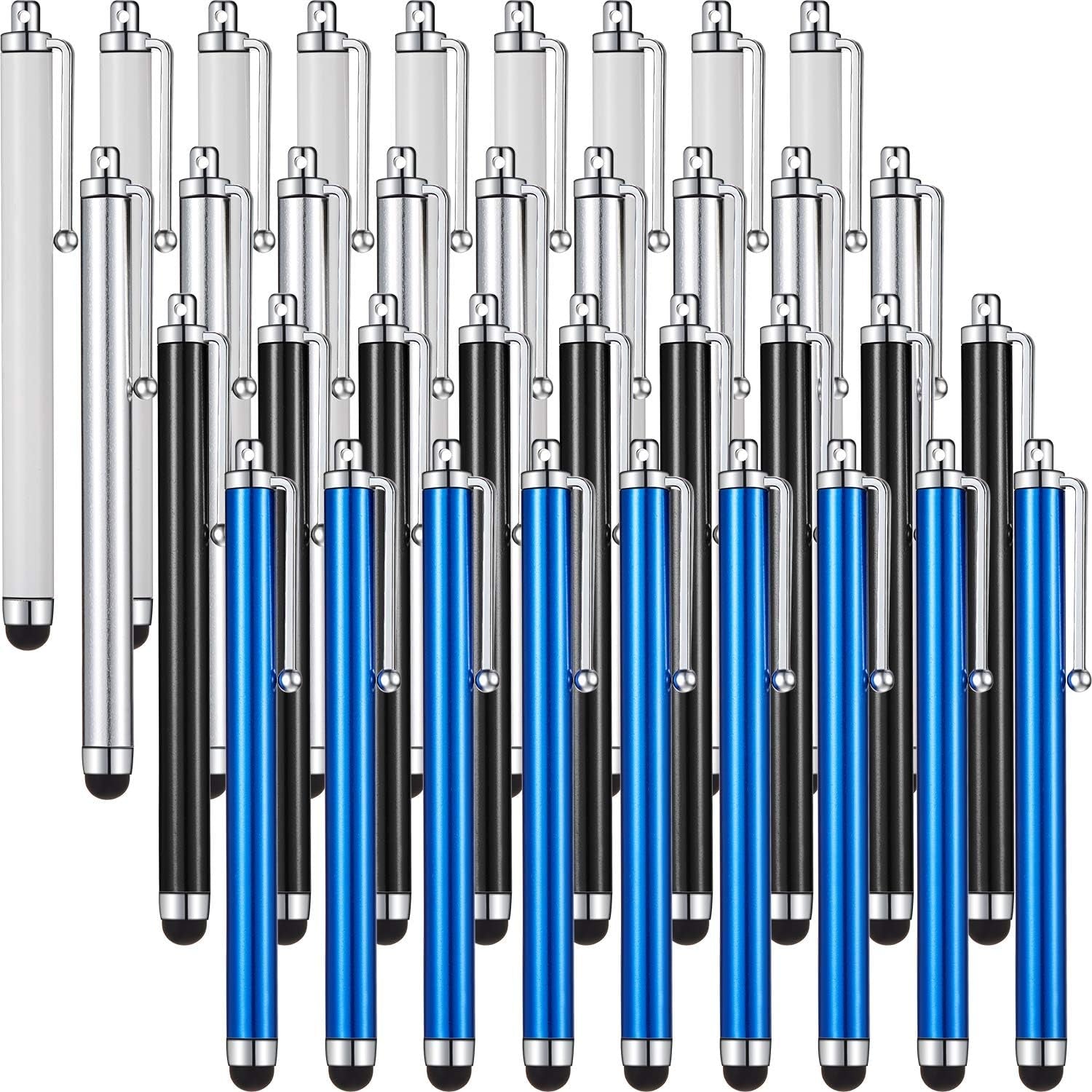 36 Pcs Stylus Pen for Universal Capacitive Touch Screens Devices, Stylus Pen Compatible with Tablet for Classroom Travel Olders Friendly(Black, Silver, Dark Blue, White)