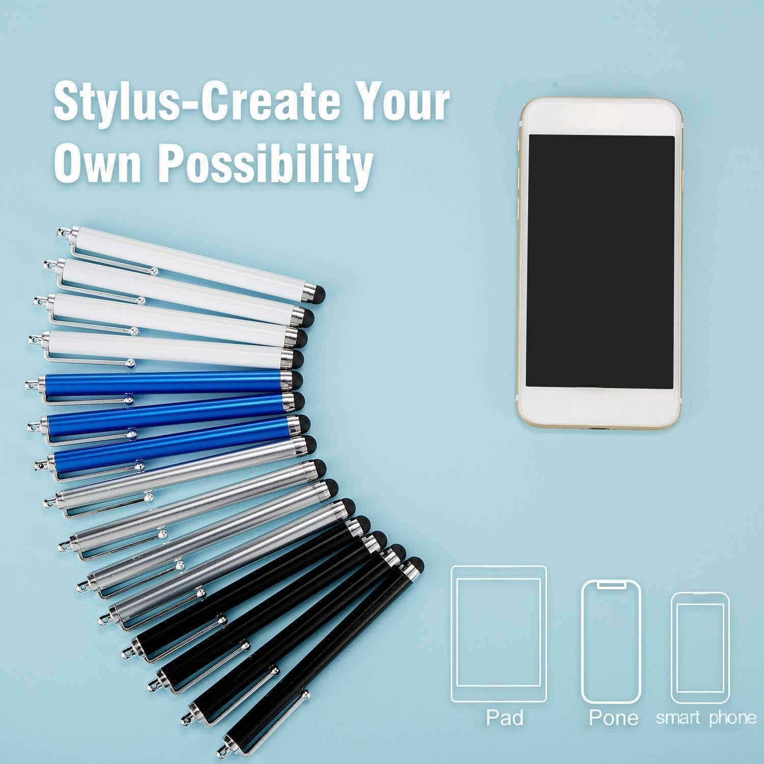 36 Pcs Stylus Pen for Universal Capacitive Touch Screens Devices, Stylus Pen Compatible with Tablet for Classroom Travel Olders Friendly(Black, Silver, Dark Blue, White)